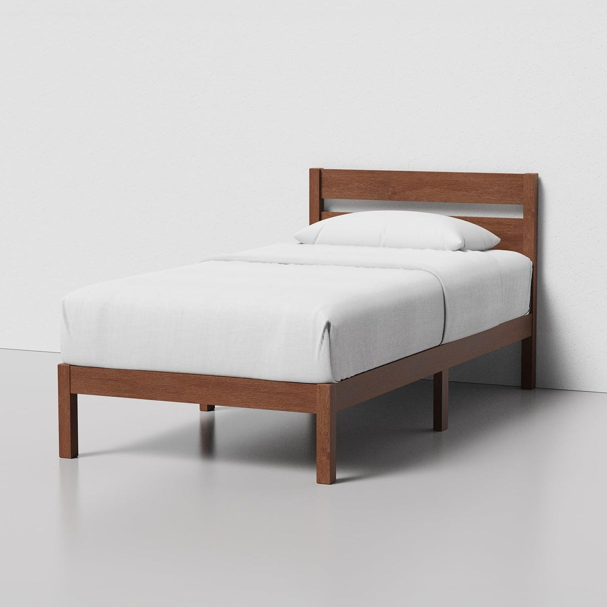 LIFEMENT Classic Wood Platform Bed Frame with Headboard, Essential, Noise Free, Under Bed Storage, No Box Spring Needed, Easy Assembly (Cherry, Twin) LIFEMENT