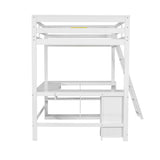 Harper & Bright Designs Full Size Loft Bed with U-Shaped Desk, Wood Full Loft Bed Frame with Cabinet, Drawers and Storage Shelves, High Loft Bed Frame Full, White Harper & Bright Designs