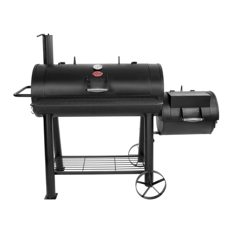 Char-Griller® Competition Pro® Barrel Grill and Offset Smoker, Includes Side Fire Box for Texas-Style Offset Smoking, Metal Cooking Grates, 1,010 Cooking Square Inches in Black, Model 2823 in Black Char-Griller