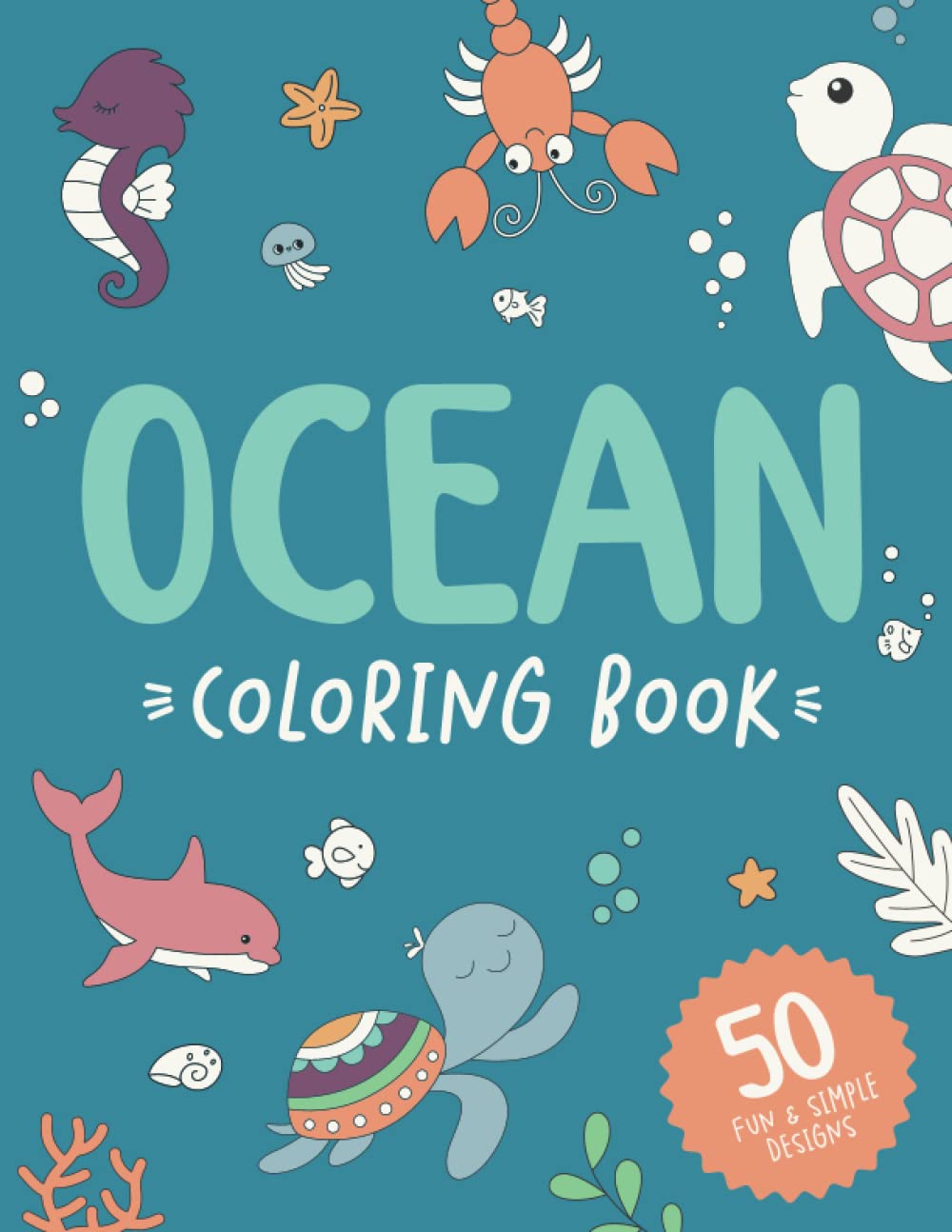 Ocean Coloring Book: An Under the Sea Coloring Book with Cute Sea Life & Sea Animals WoodArtSupply