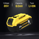 4Packs 6.0Ah Replacement for Dewalt 20v Max Battery Compatible with Dewalt 20 Volt Battery Lithium Compatible with Dewalt Battery 20v DCB201 DCB203 DCB207 DCB205 DCB204 DCB206 Cordless Tools (Yellow) Eagglew