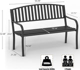 On Shine 50'' Outdoor Bench Weatherproof, Cast Iron All Metal Frame Garden Bench, Anti-Rust Patio Park Bench Clearance for Front Porch, Yard, Lawn, Deck On Shine