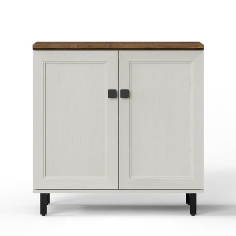 FENSULN Buffet Sideboard Cabinet Farmhouse Modern Storage Cabinet with Adjustable Shelves for Kitchen, Coffee Bar, Living Room, White FENSULN