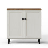 FENSULN Buffet Sideboard Cabinet Farmhouse Modern 3 in1 Storage Cabinet with Adjustable Shelves for Kitchen, Coffee Bar, Living Room, White FENSULN