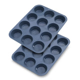 Vnray 2 Pack Silicone Muffin Baking Pan & Cupcake Tray 12 Cup - Nonstick Cake Molds/Tin, Silicon Bakeware, BPA Free, Dishwasher & Microwave Safe (12 Cup Size, Grey) Vnray