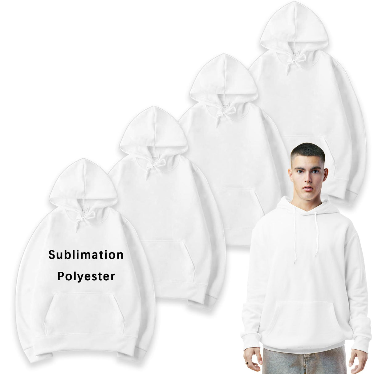 lipetol 4 Pcs Sublimation Hoodies Blank 100 Polyester Hoodies for Sublimation Sweatshirt Blank Plain White Hoodie for Men lipetol