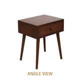 NTC Lux Solid Wood Nightstand with Drawer, Mid Century Modern Side Table Bedroom, Bedside Furniture, Night Stand, End Table, Easy Assembly - Dark Walnut NTC