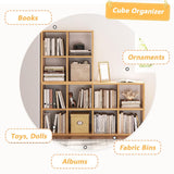 NELYE 8 Cube Organizer Bookcase - Fabric Storage Bins Container, Open Shelf Simple Compartments Bookshelf, White NELYE