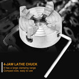 OPPWONG 4 Jaw Lathe Chuck, Z011A Zinc Alloy Lathe Chuck Independent Reversible Jaw Wood Lathe Chuck Mini Metal Lathe Accessories Lathe Chuck Turning Machine Accessory for Lathes Machine OPPWONG