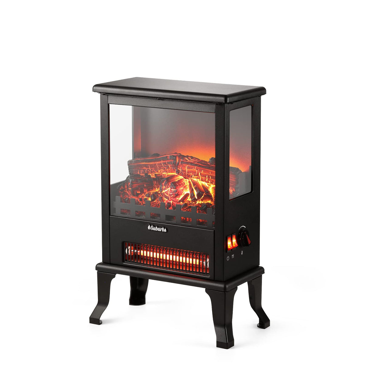 TURBRO Suburbs TS17Q Infrared Electric Fireplace Stove, 19" Freestanding Stove Heater with 3-Sided View, Realistic Flame, Overheating Protection, CSA Certified, for Small Spaces, Bedroom - 1500W TURBRO