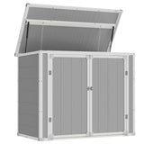 Amopatio 41 Cu Ft Outdoor Storage Shed, Horizontal Resin Trash Can Storage, Weather Resistance, Storage Box with Floor Included for Garden Tools, Lawn Mowers, Garbage Cans, Patio Use, Sandstone Amopatio