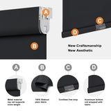 Persilux 100% Blackout Roller Shades, No Tools No Drill Cordless Blinds for Windows, Thermal Insulated UV Protection Privacy Window Shades for Bedroom Home Office Living Room (Black, 22" W x 72" H) Persilux