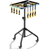 Rolling Tool Cart with Magnetic Strip, Mobile Work Table Rolling Tool Tray with Wheels Height Adjustable Tool Table Rolling Utility Cart Mechanic Cart Tool Storage Organizer for Garage, Bike Work Shop Gaoymsym
