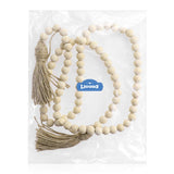 LIOOBO Wood Bead Garland Farmhouse Rustic Country Beads Holiday Decoration Wall Hanging Prayer Beads LIOOBO