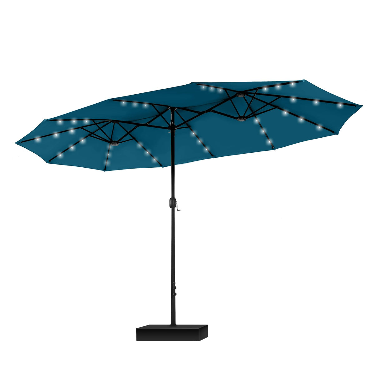 Sophia & William 15 ft Extra Large Patio Umbrella with Solar Lights, Rectangular Outdoor Umbrella with Base Included, Market Umbrella Double-sided Heavy Duty for Pool Garden Backyard, Cyan-blue Sophia & William