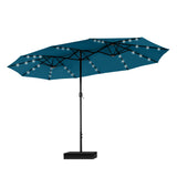 Sophia & William 15 ft Extra Large Patio Umbrella with Solar Lights, Rectangular Outdoor Umbrella with Base Included, Market Umbrella Double-sided Heavy Duty for Pool Garden Backyard, Cyan-blue Sophia & William