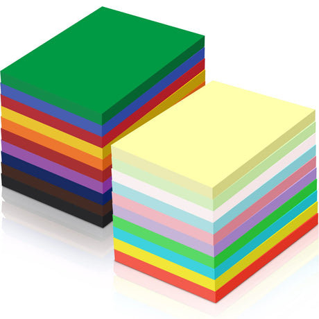 3000 Sheets Construction Paper Bulk 11.4 x 7.9 Inch Colored Printer Paper 70gsm Card Stock Craft Paper for Kids DIY Scrapbook Paint Office Printing Poster, 20 Colors Jutom