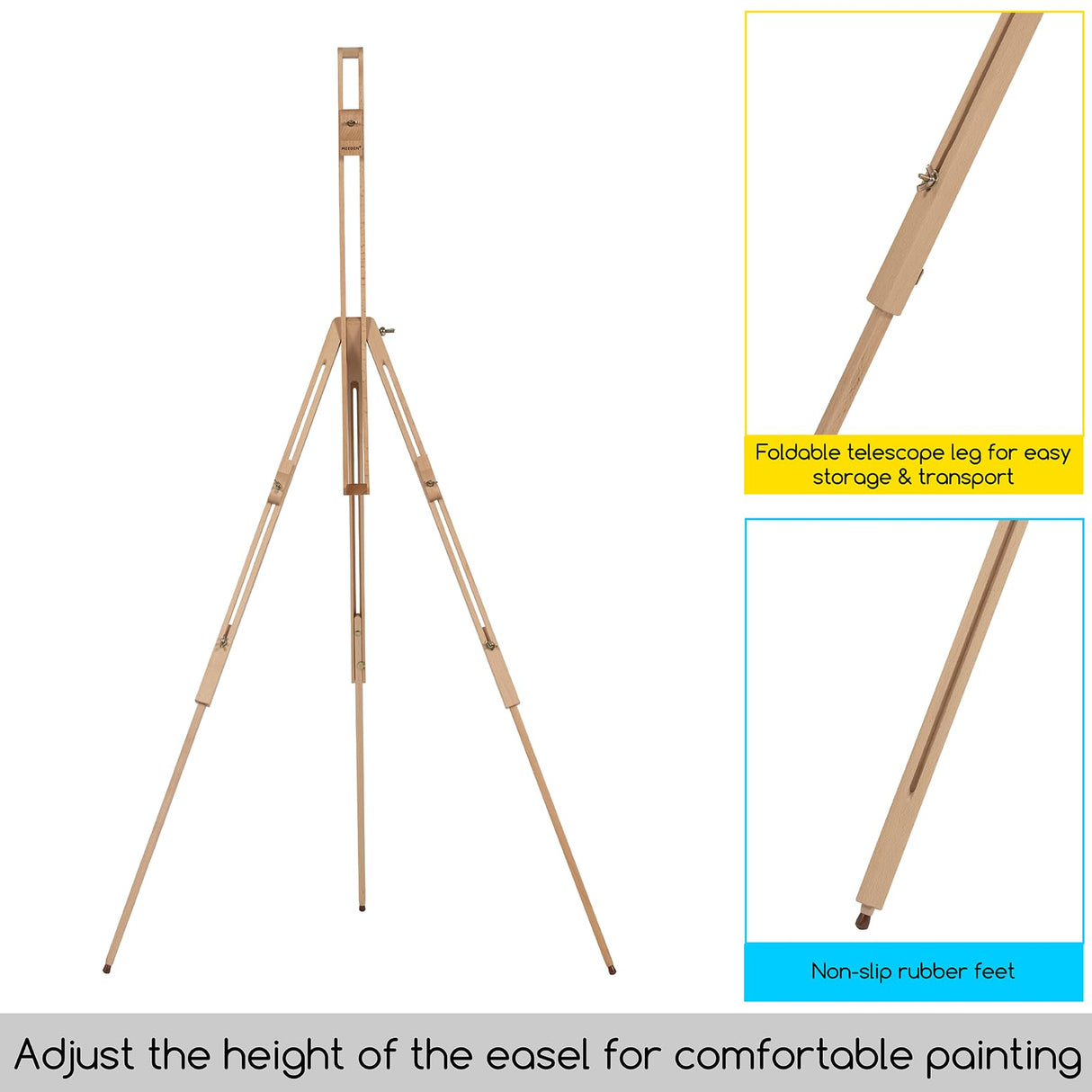 MEEDEN Tripod Field Painting Easel with Carrying Case - Solid Beech Wood Universal Tripod Easel Portable Painting Artist Easel, Perfect for Painters Students, Landscape Artists, Hold Canvas up to 34" MEEDEN