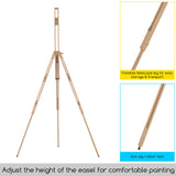 MEEDEN Tripod Field Painting Easel with Carrying Case - Solid Beech Wood Universal Tripod Easel Portable Painting Artist Easel, Perfect for Painters Students, Landscape Artists, Hold Canvas up to 34" MEEDEN
