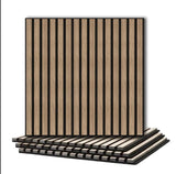 TRAIN2 ART 4 Pcs Wood Slat Acoustic Panels, 3D Fluted Wood Panel Sound Absorbing Panel for Wall and Ceiling, Decorative Sound Proof Panels Easy Installation (Walnut, 4pcs - 23.6 X 23.6 in) TRAIN2 ART