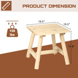 HOMEDIARY Wooden Adirondack Log Side Table, Cedar Wood Outdoor Square End Table w/Slatted Tabletop, Oversize 19.5” Indoor Outdoor Patio Side Coffee Table for Garden Patio Backyard Porch, Natural HOMEDIARY