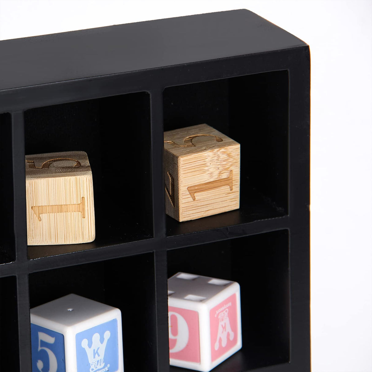 ARRAWIS Black Shot Glass Display Case 18" x13" Solid Wood Wall Mounted Collection Cabinet 28 Slots Small Curio Cabinet Rack (No Door) ARRAWIS