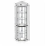 JIJIWANG 70" H Corner Glass Cabinet Lighted Curio Cabinet Corner Display Case for Living Room, Curio Cabinet, Antique Collection, Wine,Bar Glass Storage Light Included, Antique White JIJIWANG