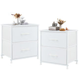 DUMOS Nightstand Small Dresser with 2 Fabric Drawers Side Tables Bedroom End Table Kids Bedside Storage Furniture for 20 inch Tall Night Stand for Closet, Entryway, College Dorm, White(2 Pack) DUMOS