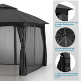 MASTERCANOPY Outdoor Patio Gazebo for Garden with Upgrade Steel Frame and Netting Walls (10x10,Gray) MASTERCANOPY