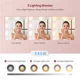 HAUOMS Vanity with Lights and Mirror, 11 Drawer Makeup Vanity with Power Strip, 6 Open Shelves, 43.3” Vanity Desk with Storage, Dressing Table with 3 Color Modes for Bedroom, Women, Girls (White) HAUOMS