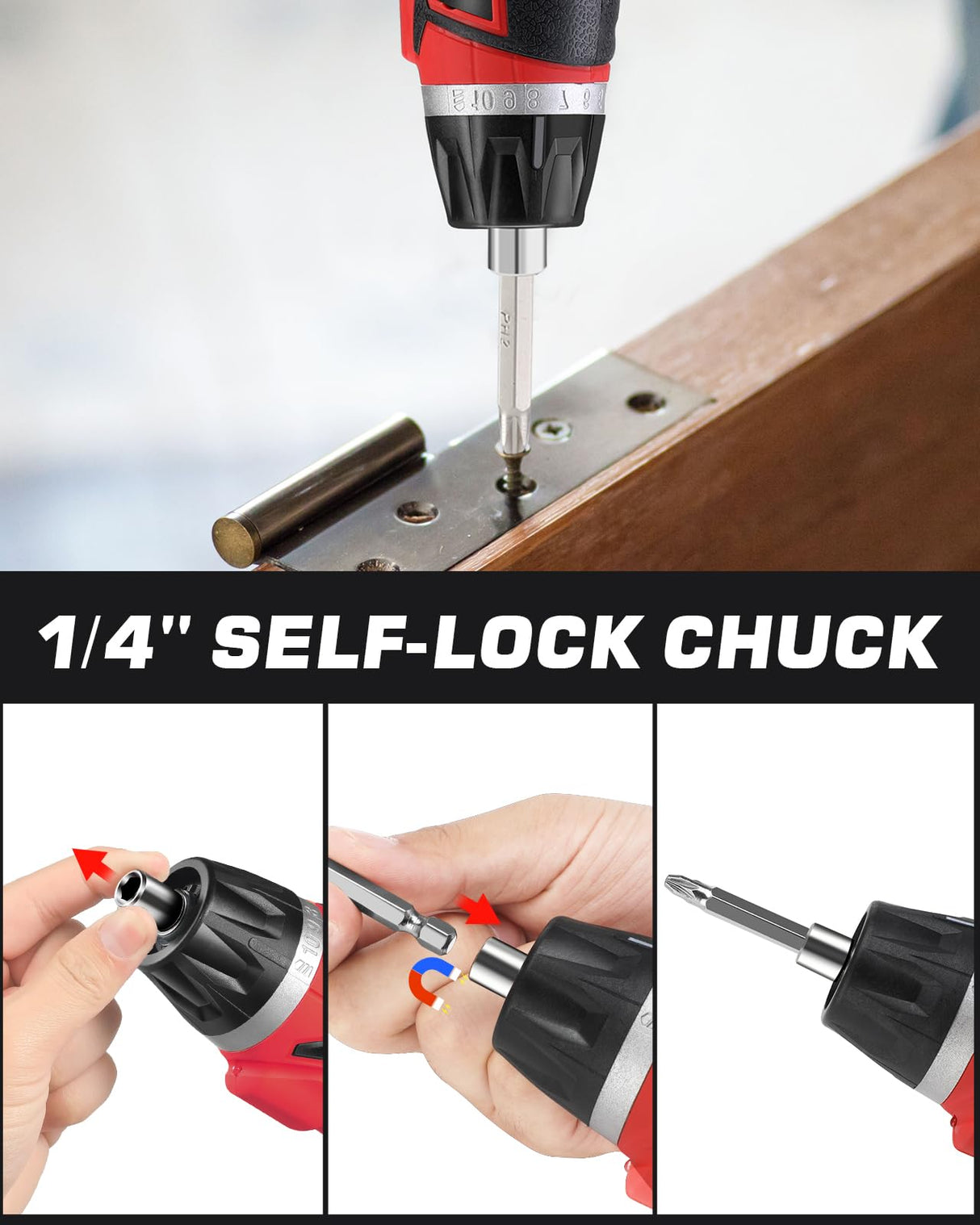 Cordless Electric Screwdriver Set, 8V Max 10Nm Rechargeable Power Electric Drill, Battery Screw Gun with 28pcs Driver Bit Set, 320RPM/10+1 Torque Setting, 2 Position Handle, Flexible Shaft LED Light DuroFort