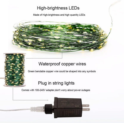 ZELUXDOT Fairy Lights Plug in,660FT 2000 LEDs Waterproof String Lights,Green Copper Wire,LED Lights Stirp with Remote 8Modes for Indoor Outdoor Christmas Wedding Birthday Patio Garden Decor,Warm White