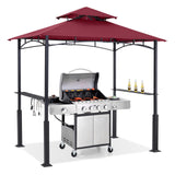 ABCCANOPY 8'x 5' Grill Gazebo Canopy - Outdoor BBQ Gazebo Shelter with LED Light, Patio Canopy Tent for Barbecue and Picnic (Burgundy) ABCCANOPY