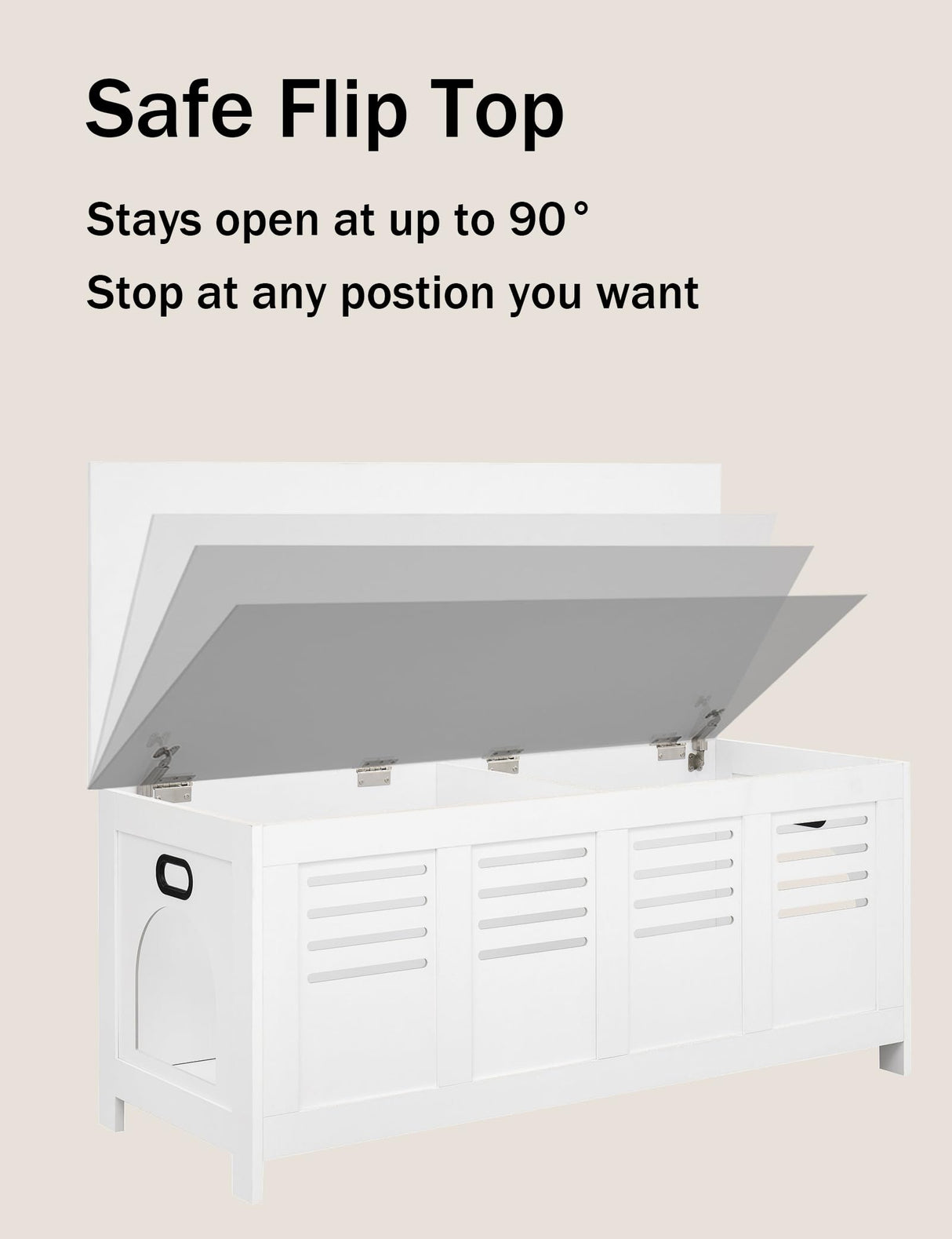 DINZI LVJ Litter Box Enclosure Furniture for 2 Cats, Top Opening Hidden Litter Box with Double Rooms, Dual Cat House with Good Ventilation, 47.2" Wooden Cat Washroom, White DINZI LVJ