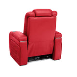 Seatcraft Diamante - Home Theater Seating - Living Room - Power Recline - Italian Leather - Powered Headrests - Cupholders - USB Charging - Ambient Lighting - Arm Storage, Red, Single Recliner Seatcraft