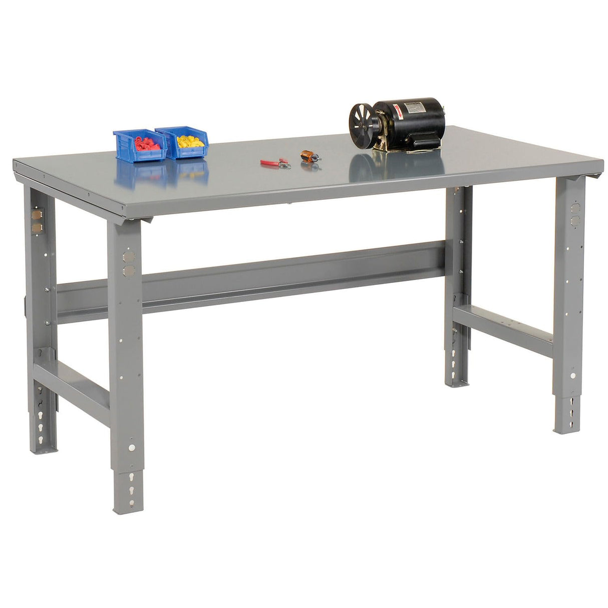 Global Industrial Adjustable Height Workbench C-Channel Leg, 48" W x 30" D, 1-3/4" Steel Square Edge, Gray Global Industrial