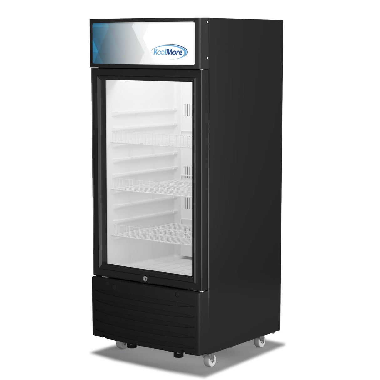 KoolMore KM-MDR-1D-6C 6 Cu. Ft. Commercial One Glass Door Display Upright Beverage Refrigerator Cooler Merchandiser-22.8 in. x 21.4 in. x 52.7 in. [Black] KoolMore