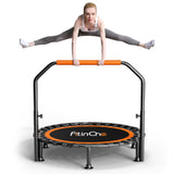 40"/48" Foldable Mini Trampoline Load 330lbs,Portable Exercise Rebounder Trampoline with Adjustable Foam Handle,Fitness Trampoline for Adults (40 in with handrail) FitinOne