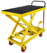 JEGS Hydraulic Lift Cart - 1100 LBS Capacity - Adjustable Scissor Lift Table 10.5' to 31' in Height - Foot-Operated Lift Table with Locking Wheels - Steel Table Cart JEGS