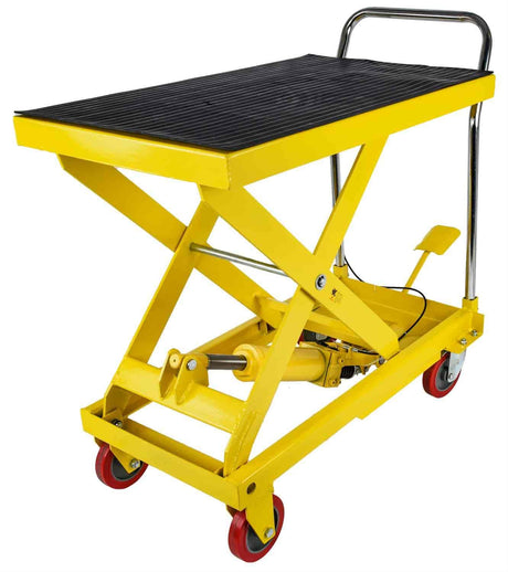 JEGS Hydraulic Lift Cart - 1100 LBS Capacity - Adjustable Scissor Lift Table 10.5' to 31' in Height - Foot-Operated Lift Table with Locking Wheels - Steel Table Cart JEGS