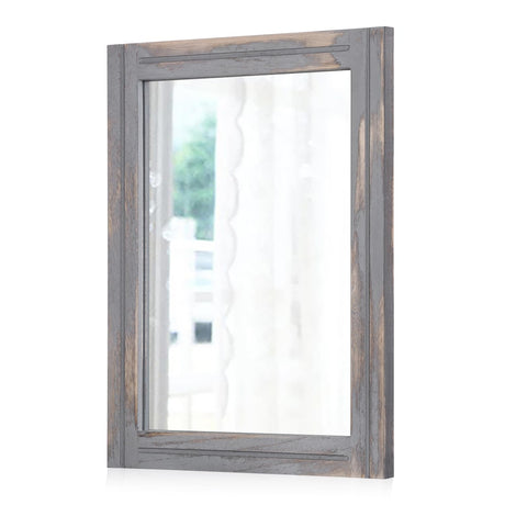 AAZZKANG Wood Framed Mirror Rectangular Rustic Wall Mirror Farmhouse Decorative Small Hanging Mirror for Bathroom Living Room Bedroom AAZZKANG