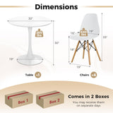 Tangkula Modern 5-Piece Round Dining Table Set for 4 with Solid Wood Legs in Bright White Tangkula