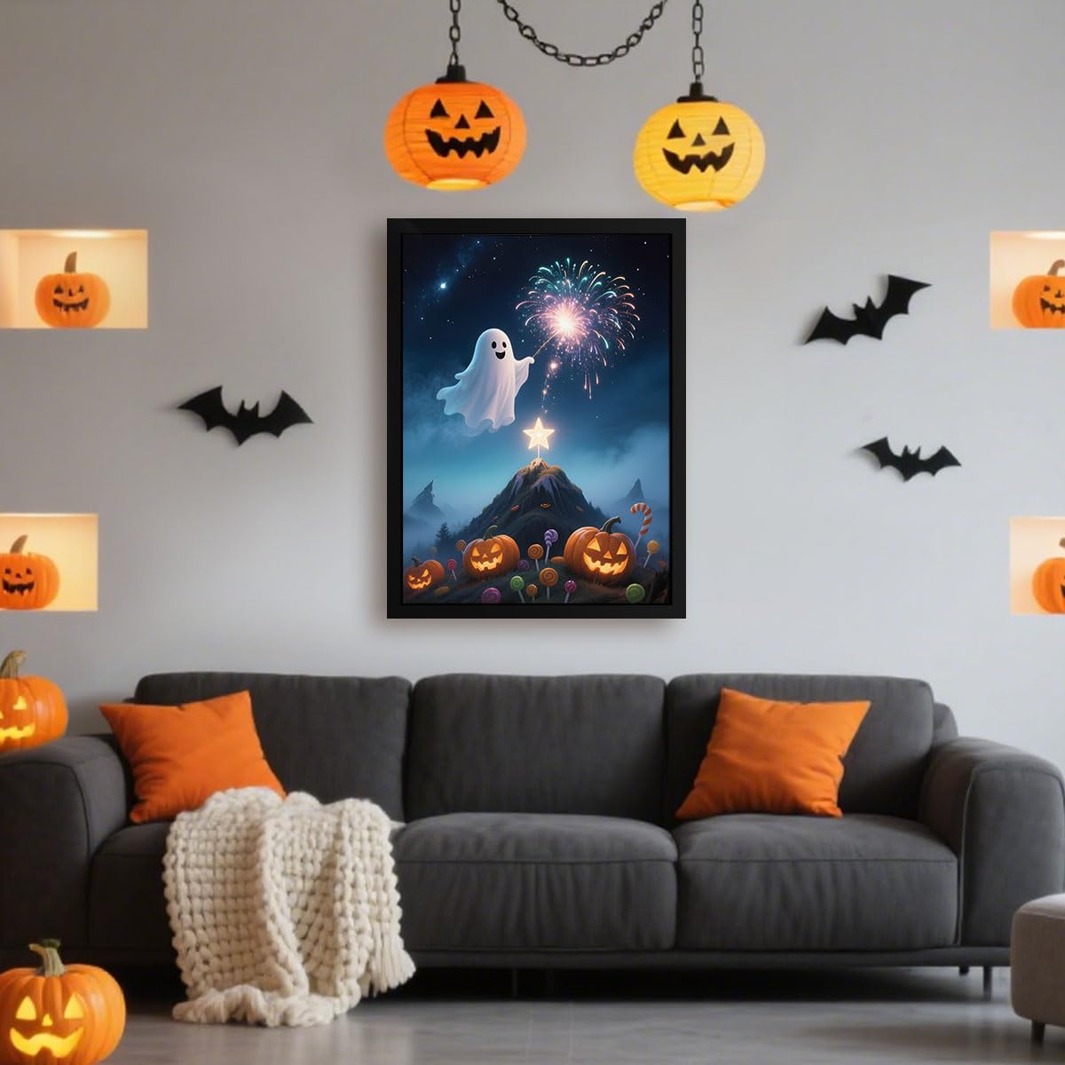 Asddage Diamond Painting Kits for Adults - Ghost, Jack-o'-Lantern DIY 5D Diamond Art Kits Full Drill Diamond Dots Paintings with Diamonds Gem Art and Crafts Home Wall Decor 12x16inch Asddage