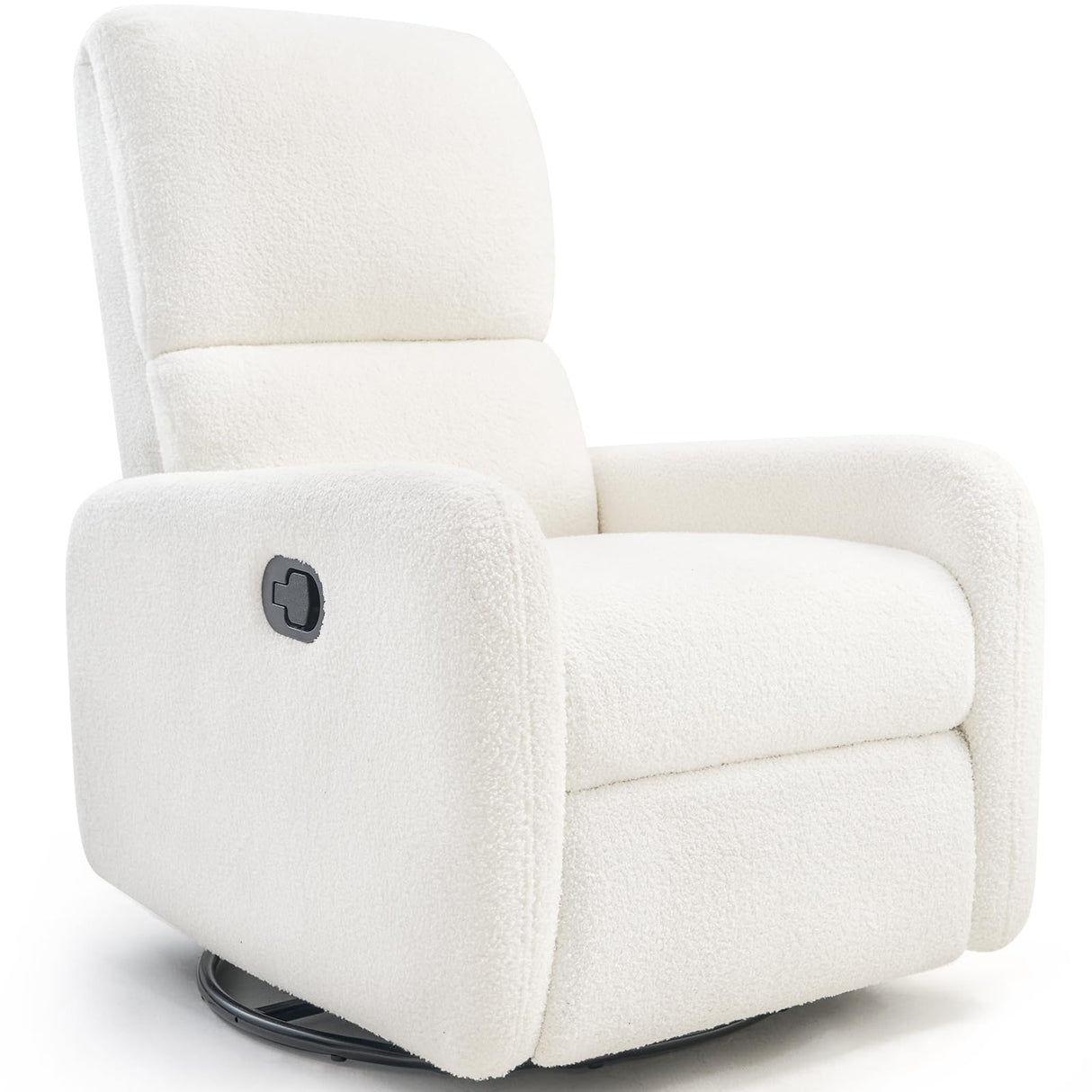 Jocisland Swivel Rocking Chair Nursery Glider Recliner Chairs for Adults, Rocker for Living Room Bedroom, Comfy Upholstered Modern Nursing Reclining Single Sofa, Off-White Teddy Jocisland