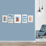 BAIJIALI 5x7 Picture Frame Distressed White Wood Pattern Set of 4 with Tempered Glass,Display Pictures 4x6 with Mat or 5x7 Without Mat, Horizontal and Vertical Formats for Wall and Table Mounting BAIJIALI