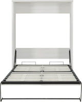 MERITLINE Queen Size Murphy Bed with USB Port,Wood Folding White Murphy Wall Bed Cabinet MERITLINE