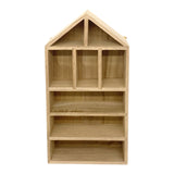 TANG SONG 8-Slot Wooden House-Shaped Mini Figures Cubby Box Display Shelf Organizer Storage Box (Light Brown) TANG SONG