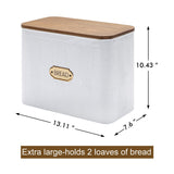 NIKKY HOME Extra Large Space Saving Farmhouse Bread Box With Wood Lid - Holds 2 Loaves - Vertical Breadbox Bread Storage Bin Holder for Kitchen Countertop, White NIKKY HOME