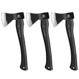 WICING Throwing Axe - 3 Pack, 15-inch Camping Hatchet, Carbon Steel Splitting Axe, Fiberglass Handle, with Anti-Slip & Shock Reduction Grip for Axe Throwing, Kindling, Chopping, and Wood Splitting WICING