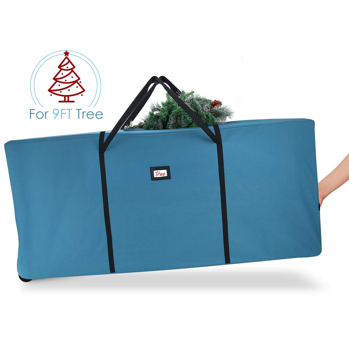 Christmas Tree Storage Bag - Extra Large Tree Rolling Storage Bag - Fits Upto 9 ft. Artificial Disassembled Trees, Durable Handles & Wheels for Easy Carrying & Transport - Tear Proof Oxford Duffle Bag Hearth & Harbor